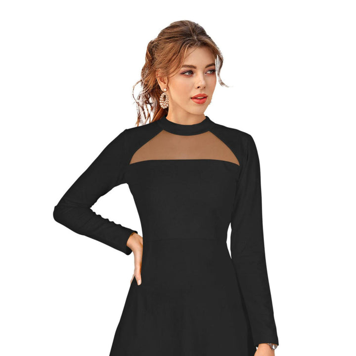 Odette Black Skater Knit Fabric Dress For Women