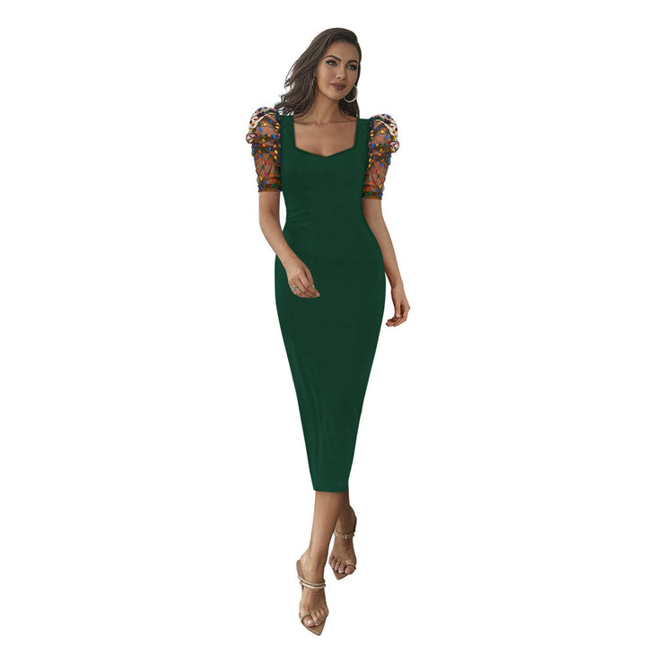 Odette Green Skater Knit Fabric Dress For Women