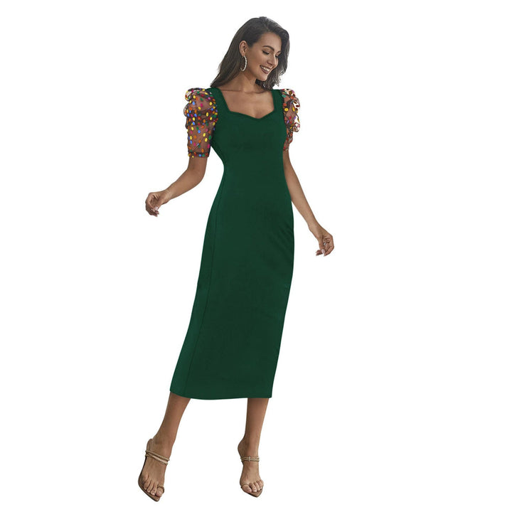 Odette Green Skater Knit Fabric Dress For Women