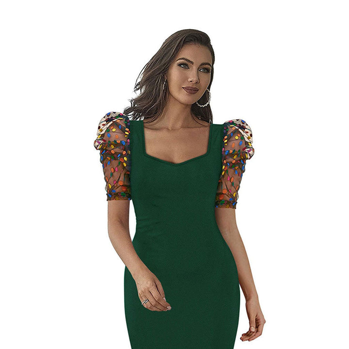 Odette Green Skater Knit Fabric Dress For Women