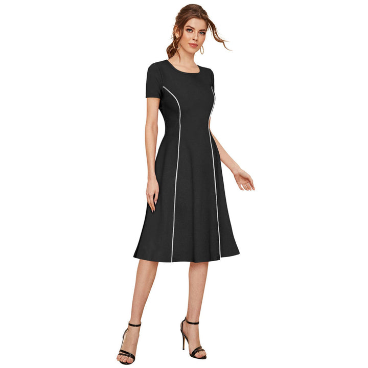 Odette Black Skater Knit Fabric Dress For Women