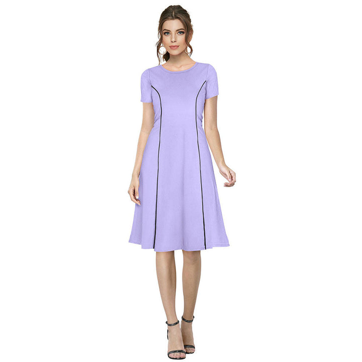 Odette Purple Skater Knit Fabric Dress For Women