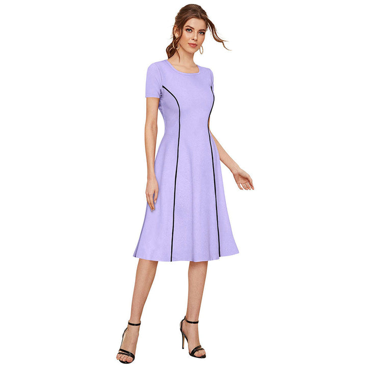 Odette Purple Skater Knit Fabric Dress For Women