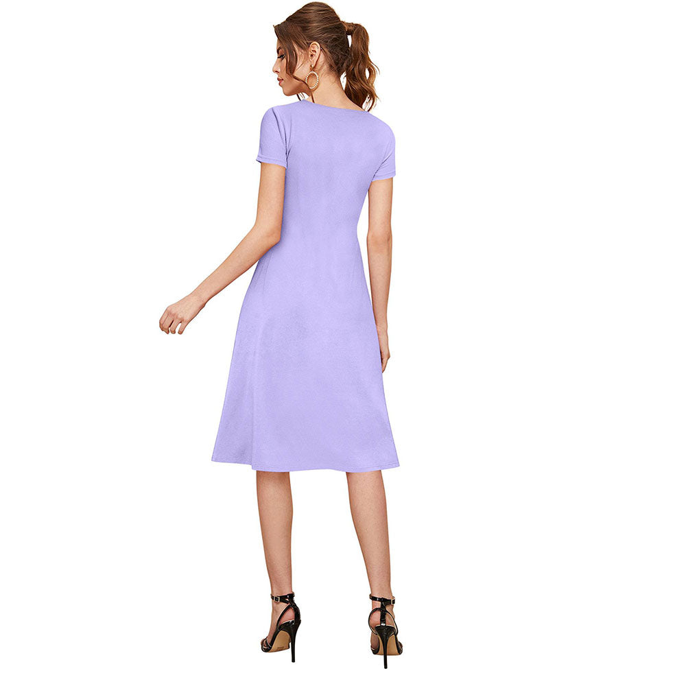 Odette Purple Skater Knit Fabric Dress For Women