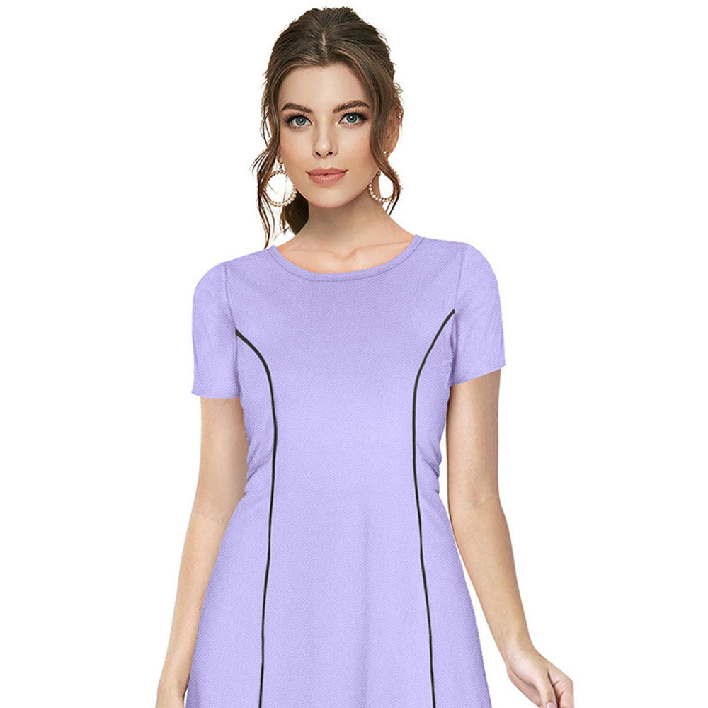 Odette Purple Skater Knit Fabric Dress For Women