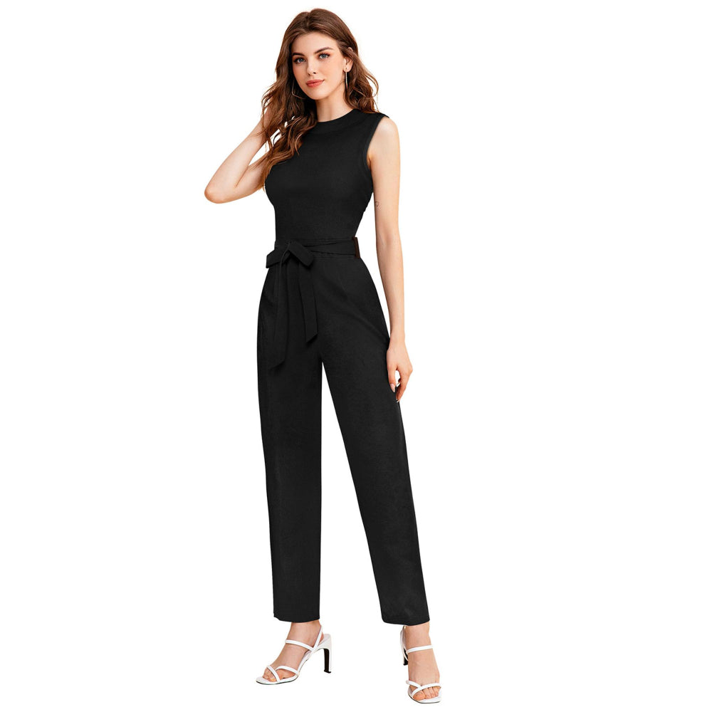 Odette Black Knit Fabric Jumpsuit For Women (Set of 2)