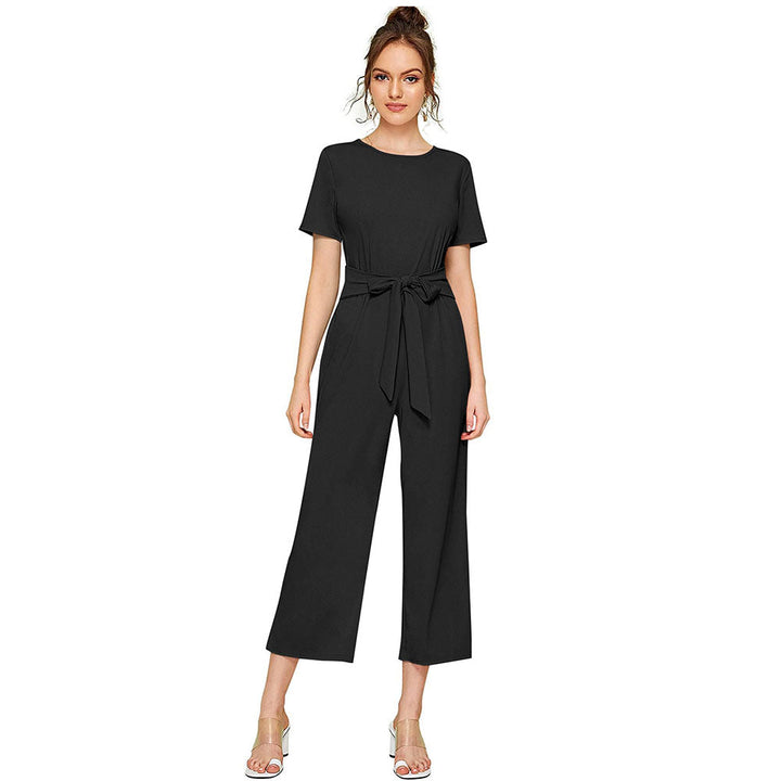 Odette Black Knit Fabric Jumpsuit For Women