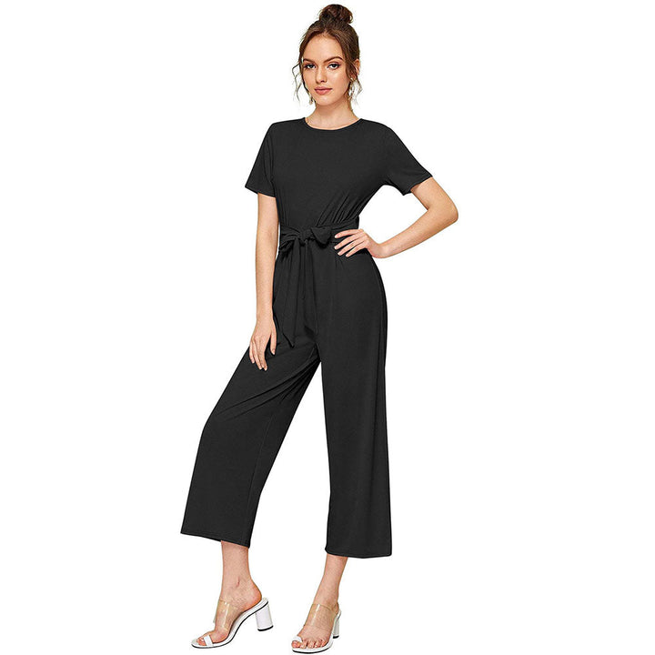 Odette Black Knit Fabric Jumpsuit For Women