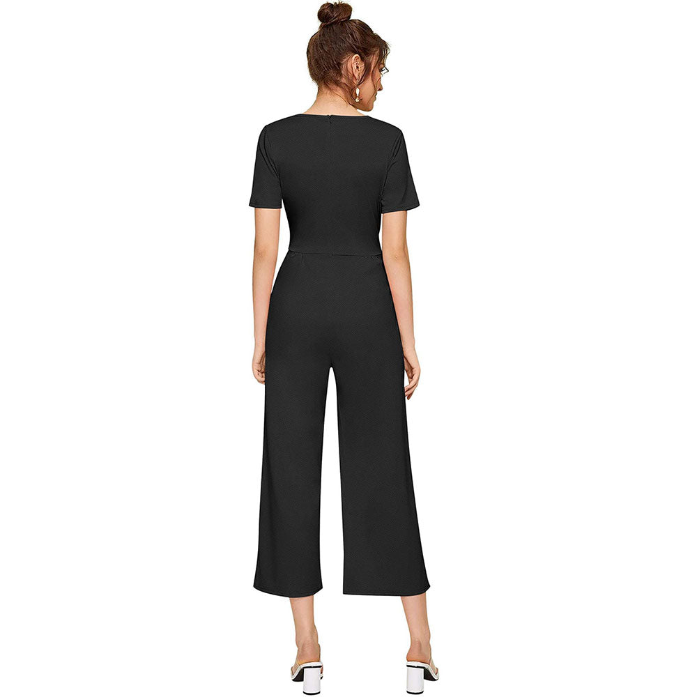 Odette Black Knit Fabric Jumpsuit For Women