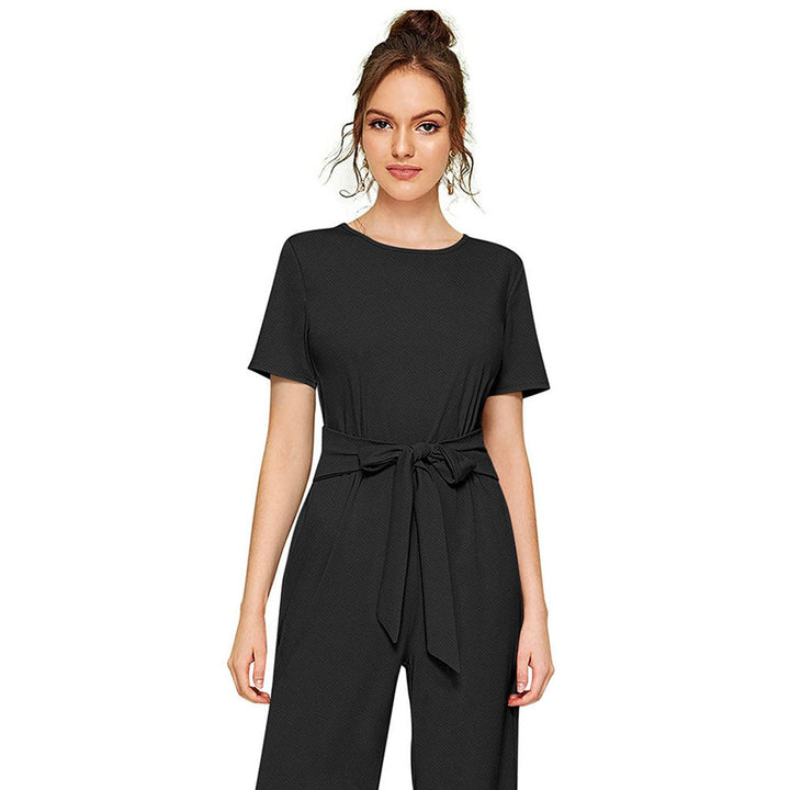 Odette Black Knit Fabric Jumpsuit For Women