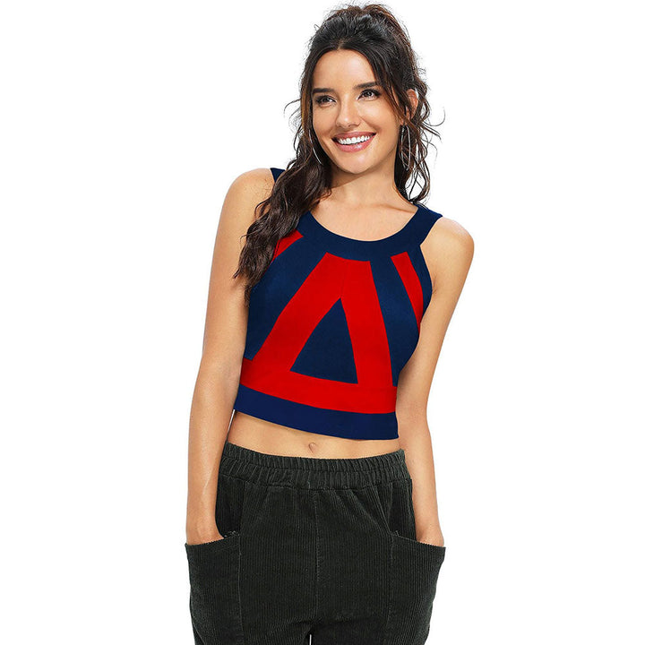 Odette Red Polyester Printed Crop Top For Women