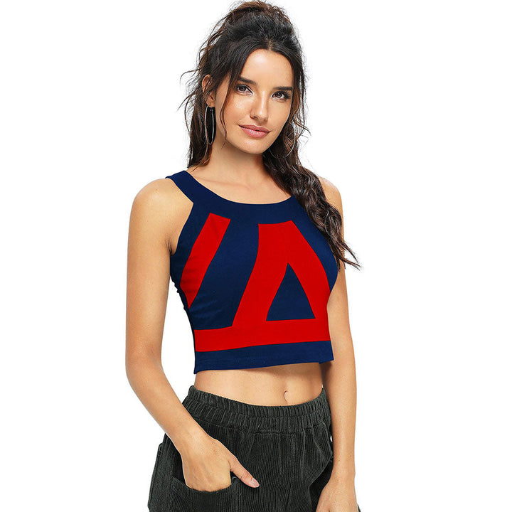 Odette Red Polyester Printed Crop Top For Women