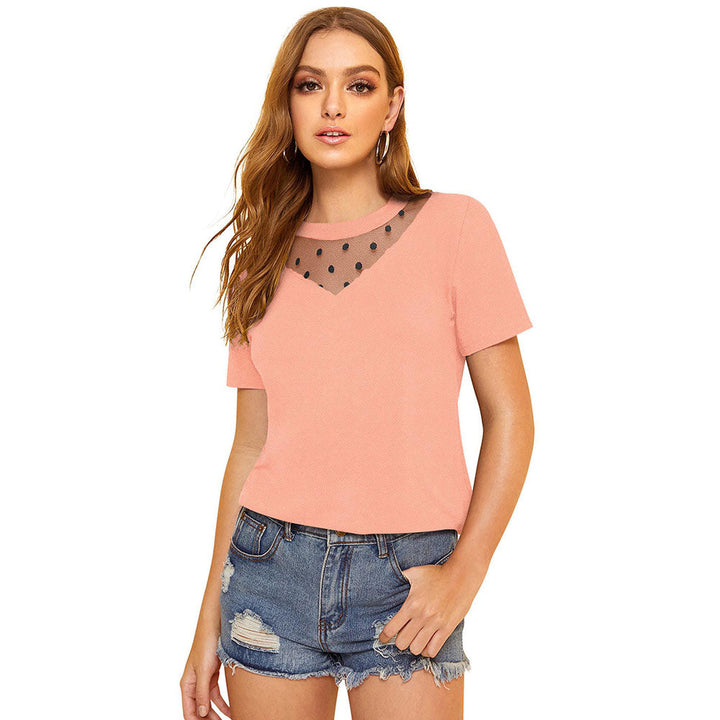 Odette Peach Polyester Solid Top For Women