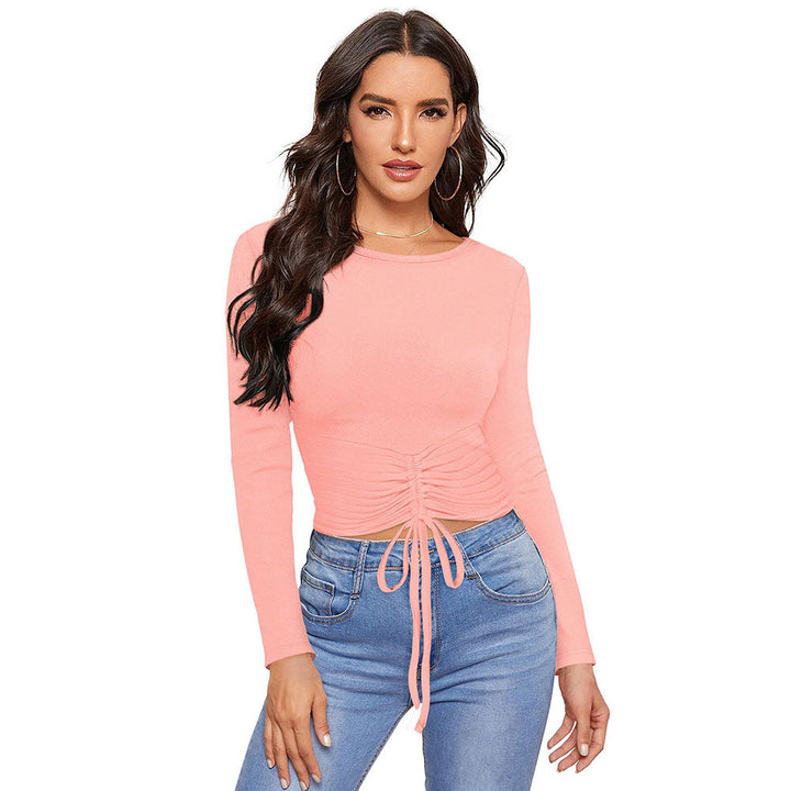 Odette Peach Polyester Solid Top For Women