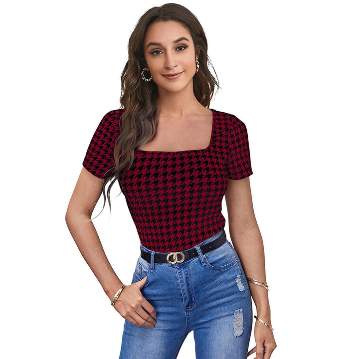 Odette Maroon Polyester Printed Top For Women