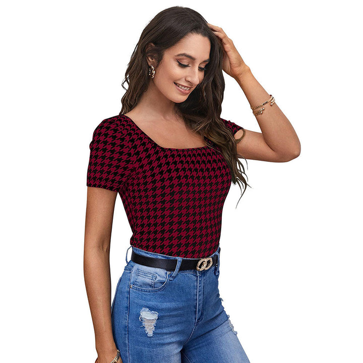 Odette Maroon Polyester Printed Top For Women