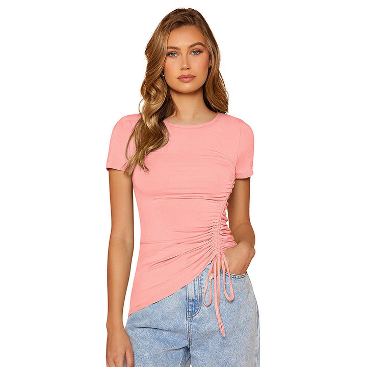 Odette Peach Polyester Solid Top For Women