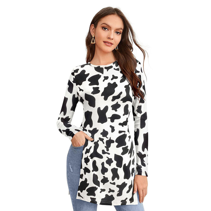 Odette White Polyester Printed Long Top For Women