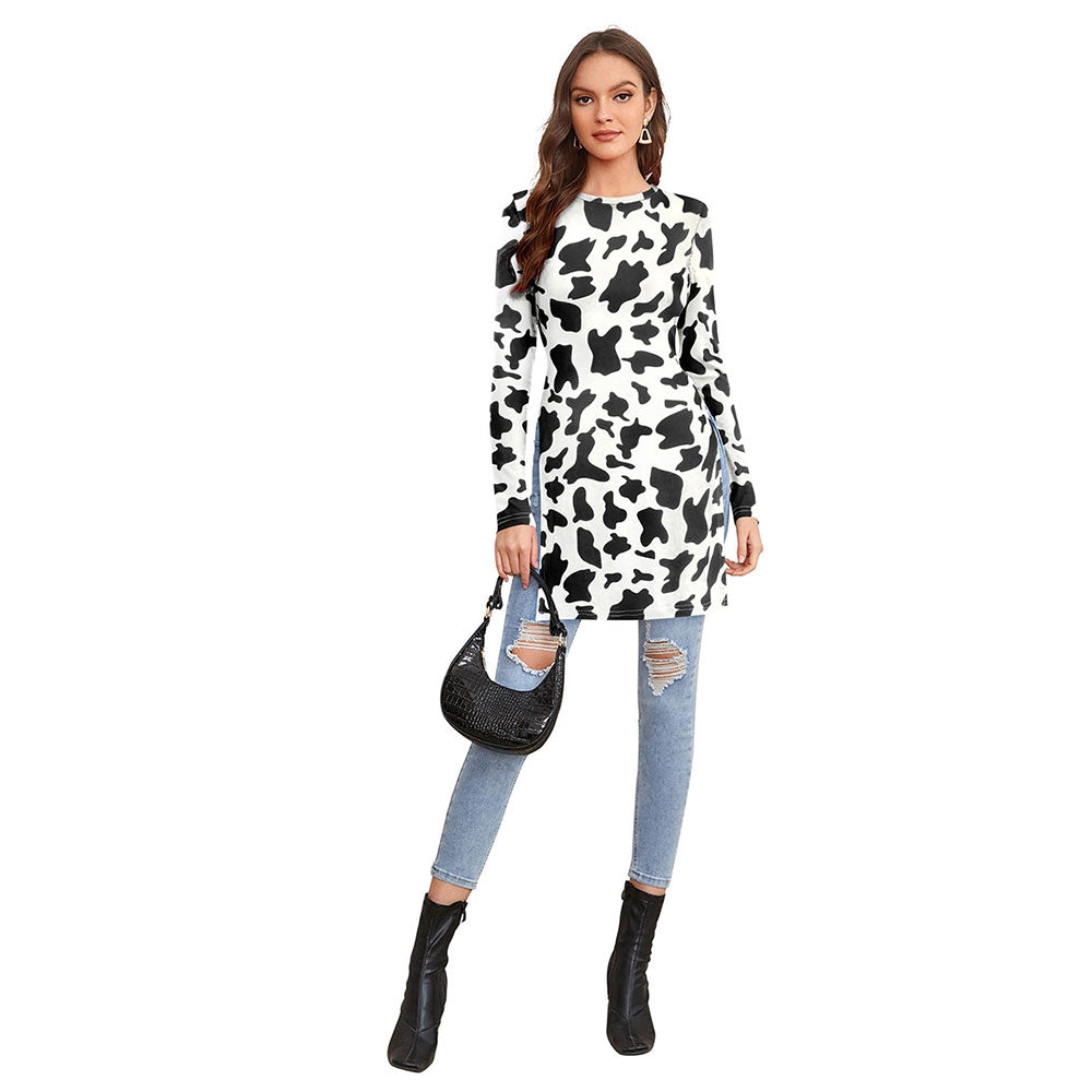 Odette White Polyester Printed Long Top For Women