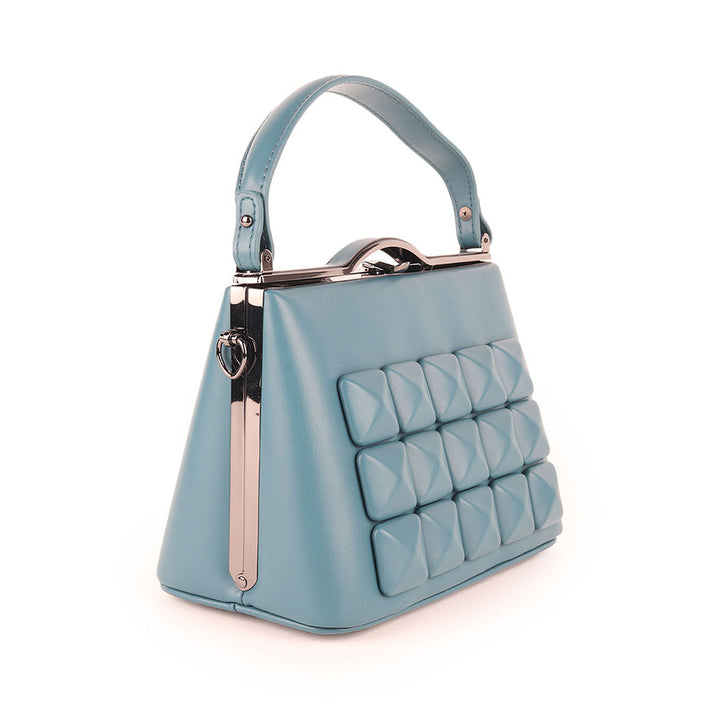 Odette Teal Smart Structured Clutch with Detachable Sling for Women