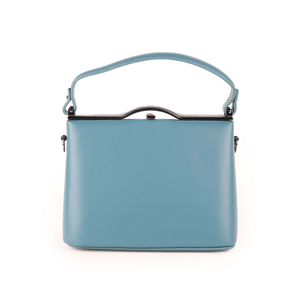 Odette Teal Smart Structured Clutch with Detachable Sling for Women