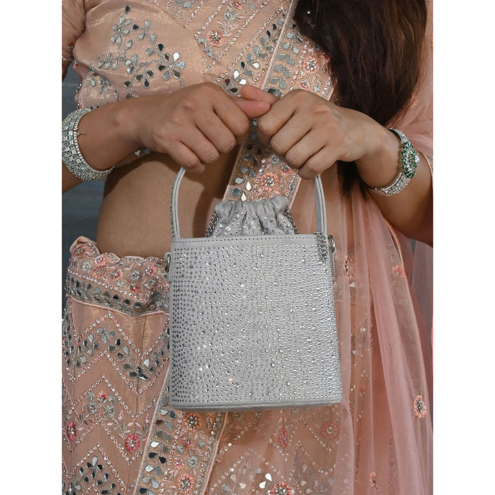 Odette Grey Embellished Potli for Women