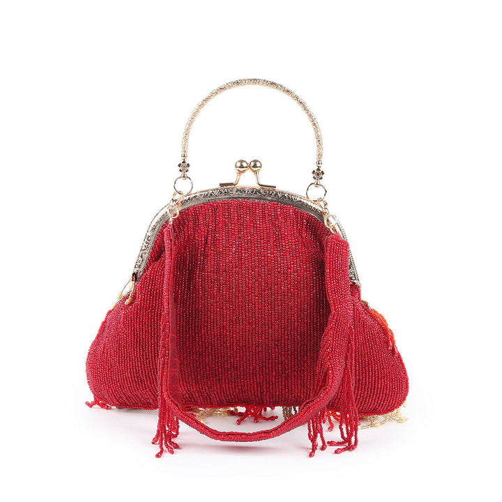 Odette Red Sequin Beads Embroidered Clutch for Women