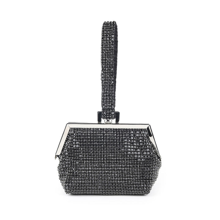 Odette Black Faux Stone Embellished Batua for Women