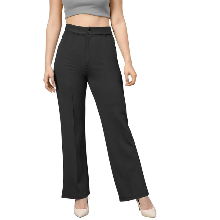 Odette Black Polyester Trouser For Women