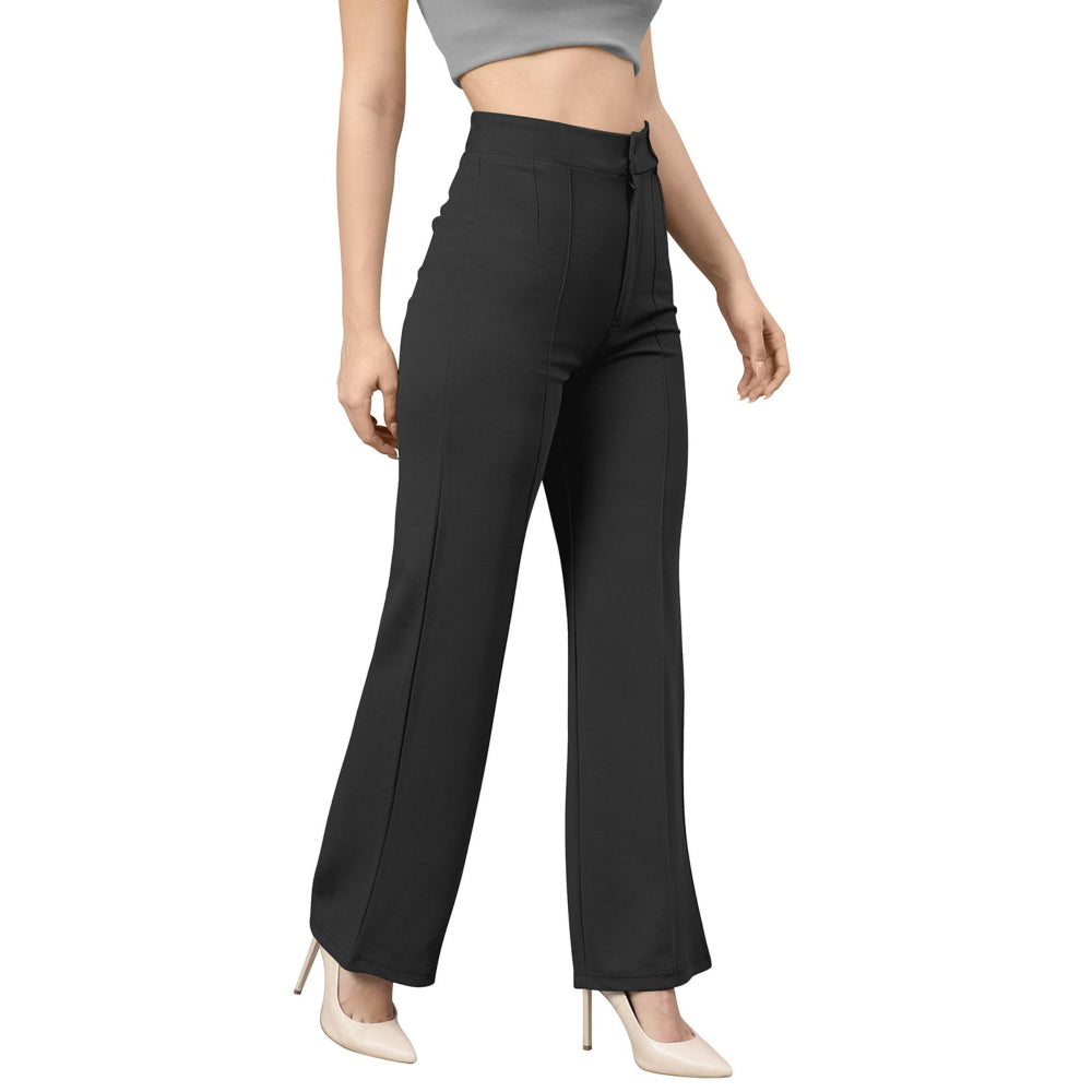 Odette Black Polyester Trouser For Women