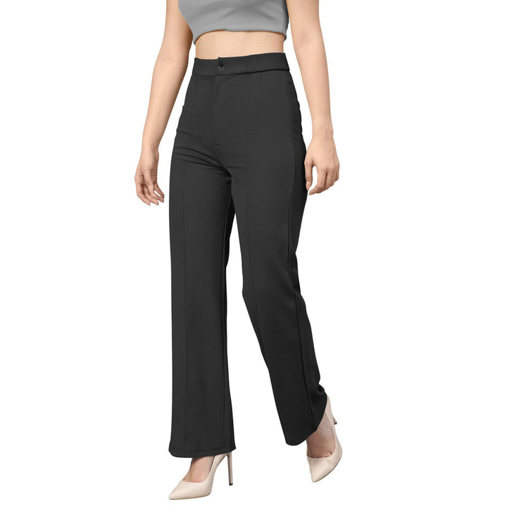 Odette Black Polyester Trouser For Women