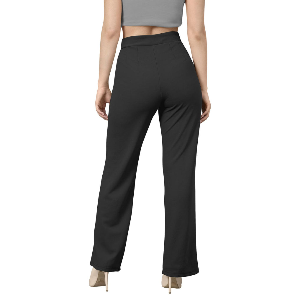 Odette Black Polyester Trouser For Women