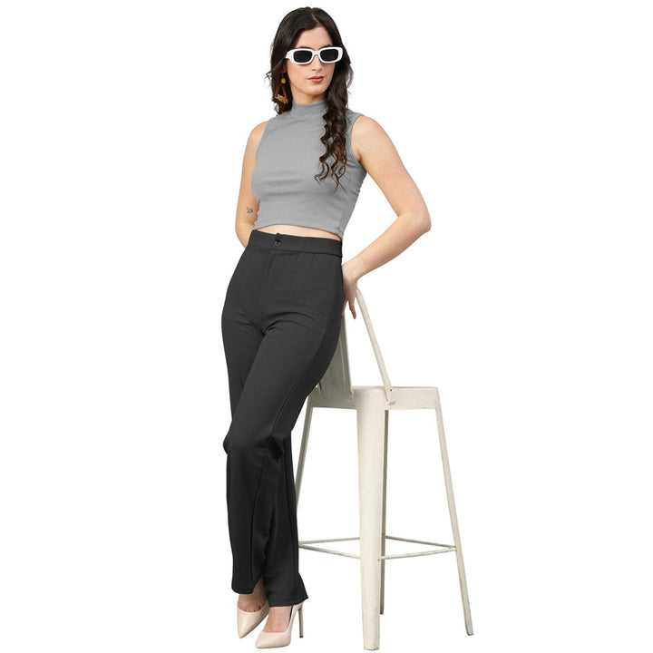 Odette Black Polyester Trouser For Women