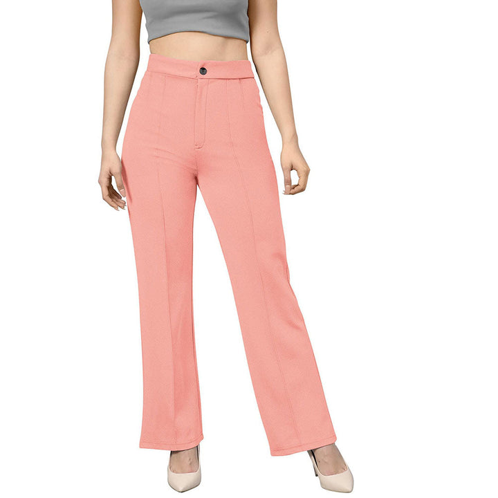 Odette Peach Polyester Trouser For Women