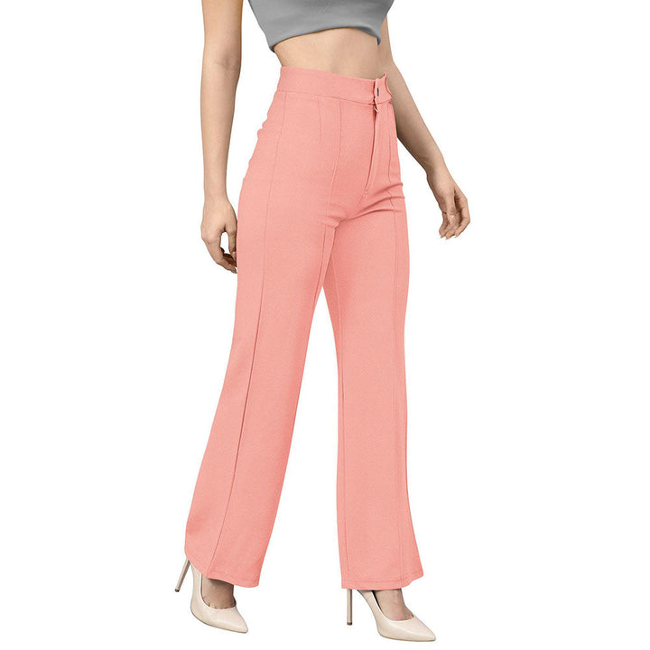 Odette Peach Polyester Trouser For Women