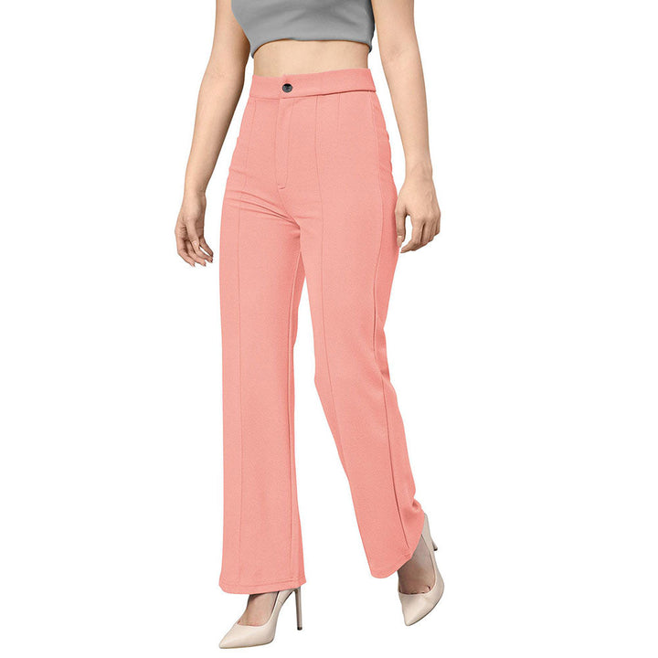 Odette Peach Polyester Trouser For Women