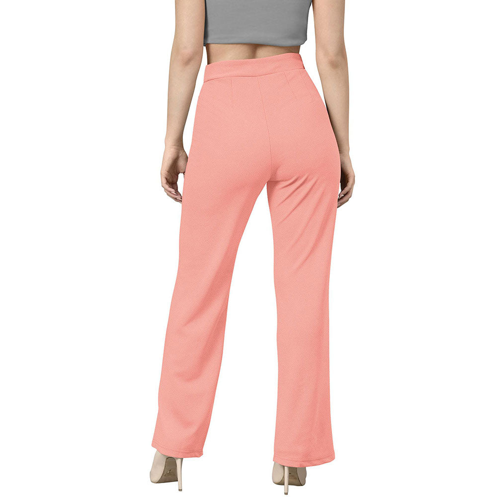 Odette Peach Polyester Trouser For Women