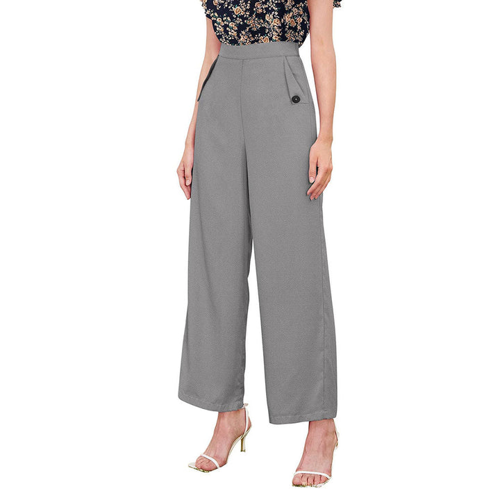 Odette Grey Polyester Trouser For Women