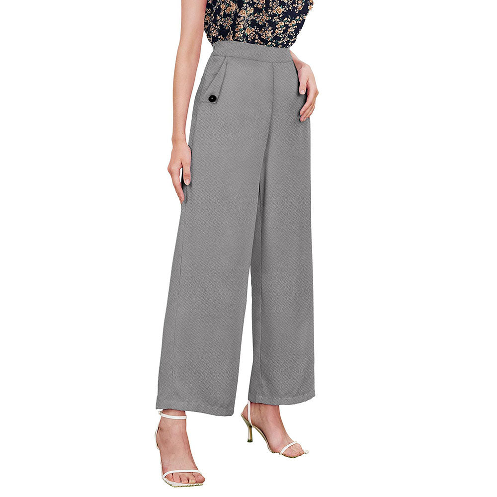 Odette Grey Polyester Trouser For Women