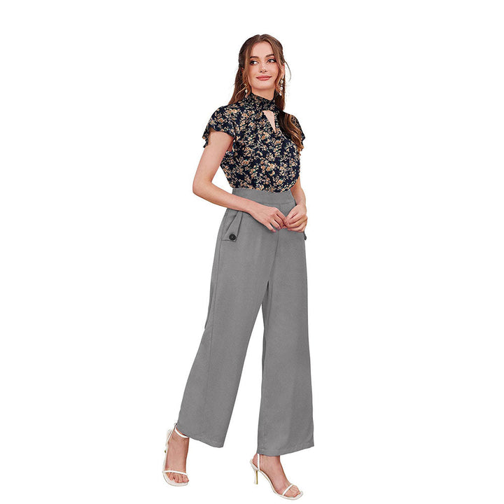 Odette Grey Polyester Trouser For Women