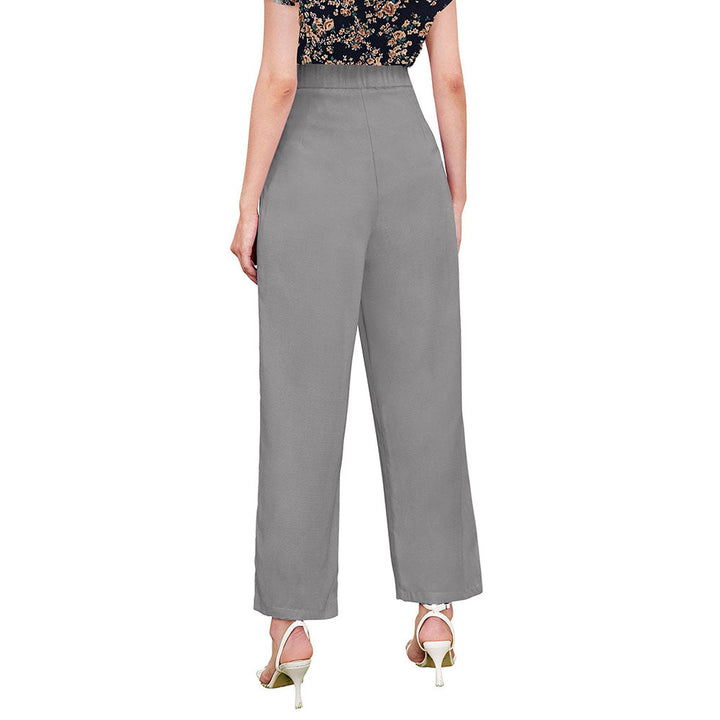 Odette Grey Polyester Trouser For Women