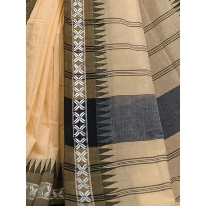 Odette Beige Cotton Saree with Unstitched Blouse