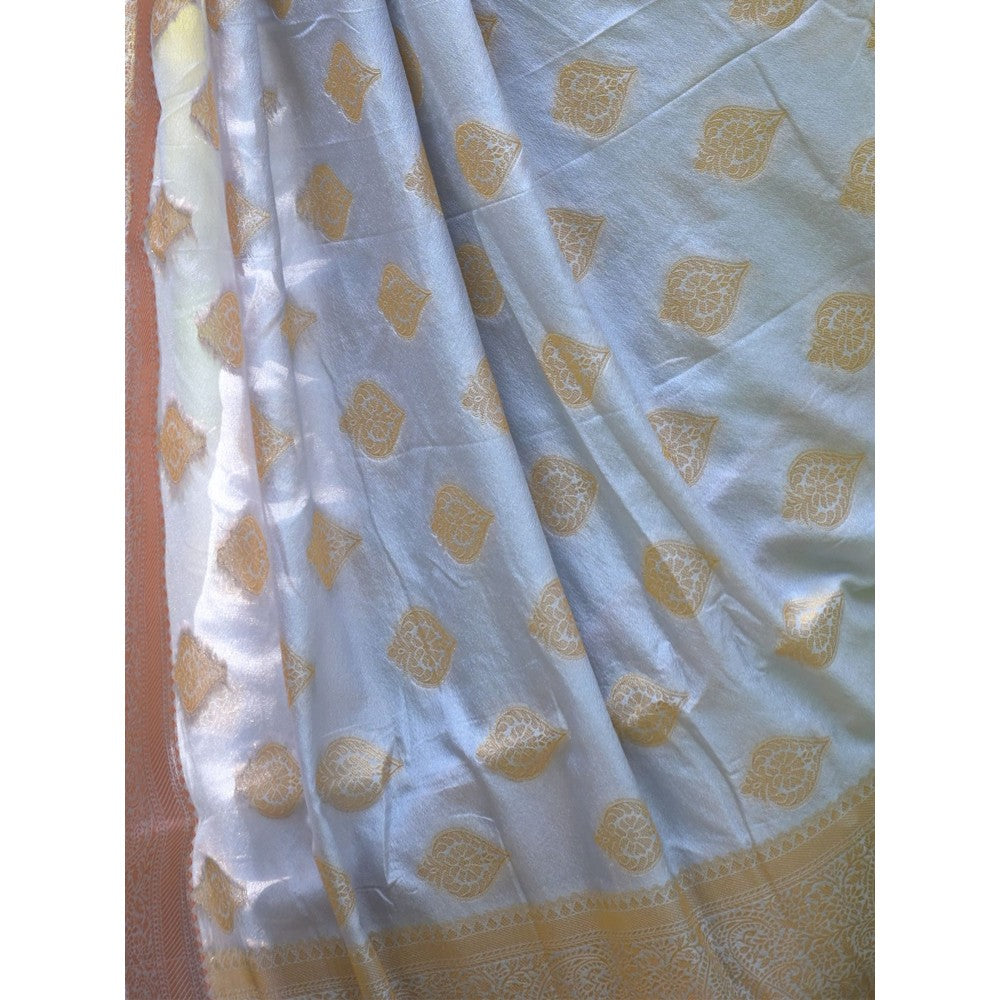 Odette Grey Woven Soft Silk Saree with Unstitched Blouse for Women