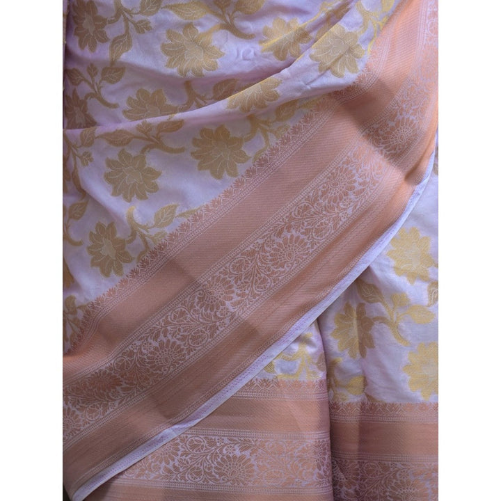 Odette Light Pink Woven Soft Silk Saree with Unstitched Blouse for Women