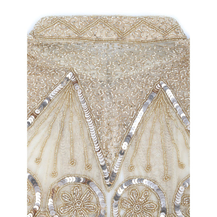 Odette Women Gold Sequins and Beads Embellished- Tassels Cape