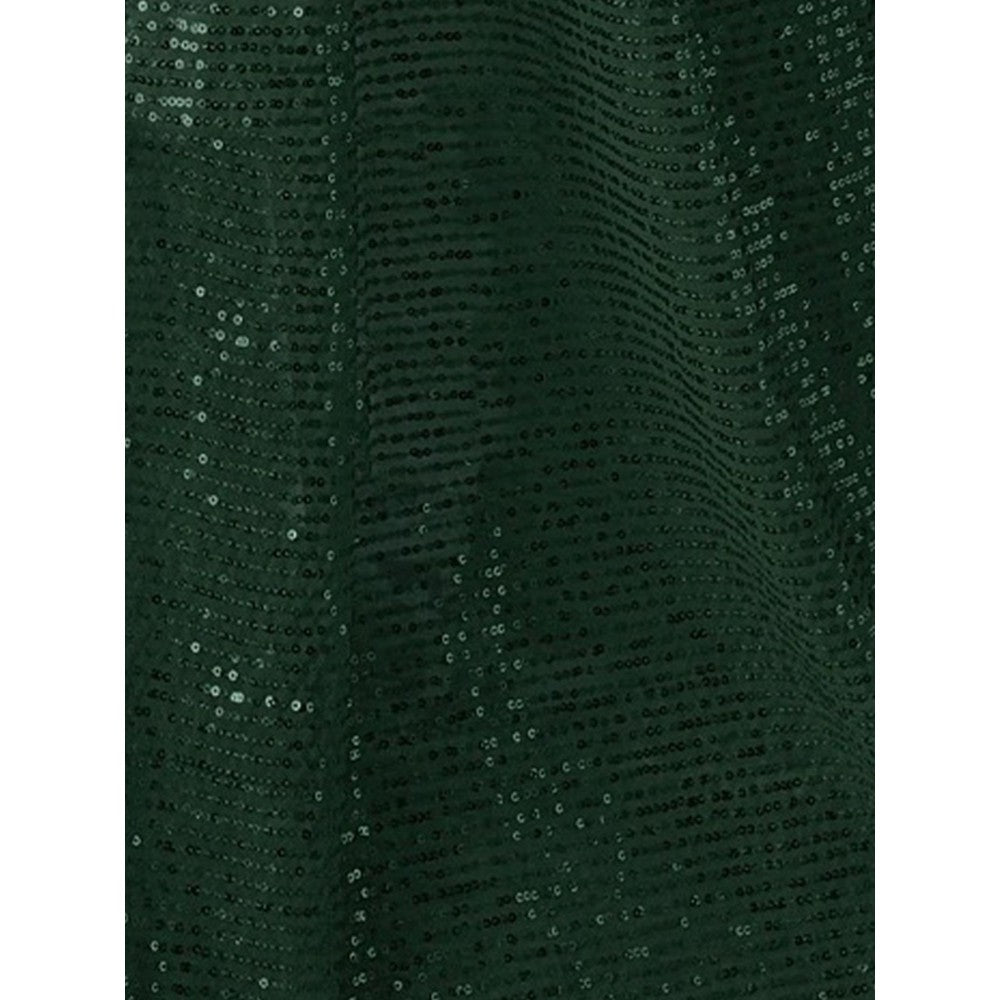 Odette Dark Green Georgette Embellished Saree with Unstitched Blouse