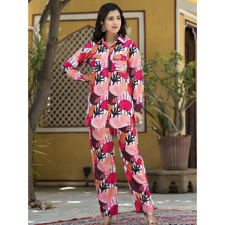 Odette Multi-Color Cotton Printed Stitched Indo Western Co-Ord (Set of 2)