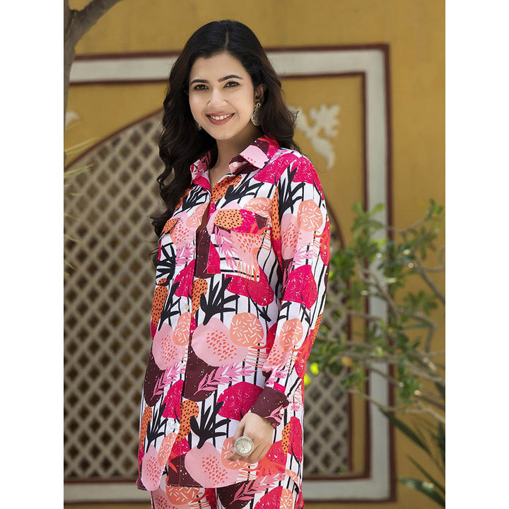 Odette Multi-Color Cotton Printed Stitched Indo Western Co-Ord (Set of 2)