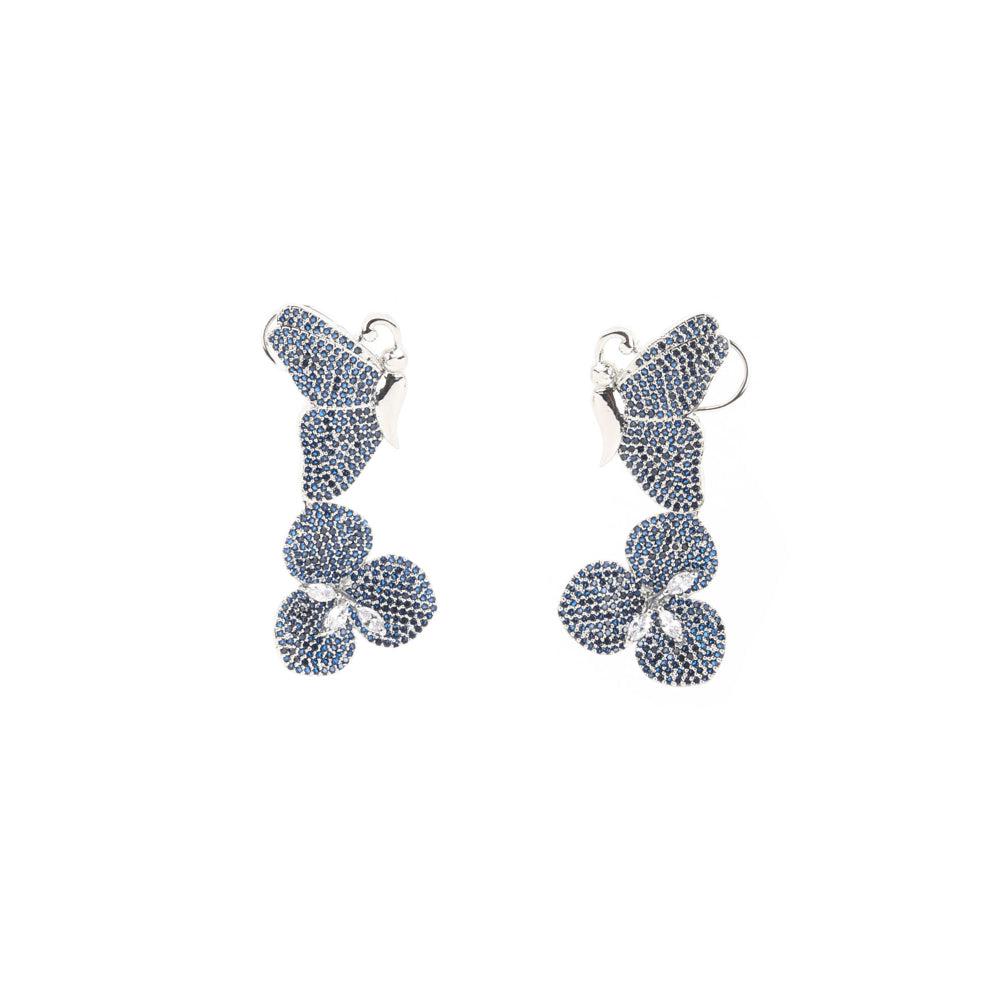 Odette Silver And Blue Necklace and Earrings for Women