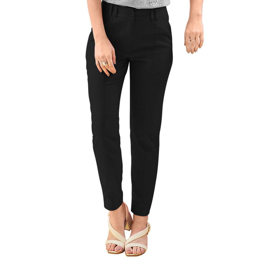 Odette Black Polyester Trouser for Women